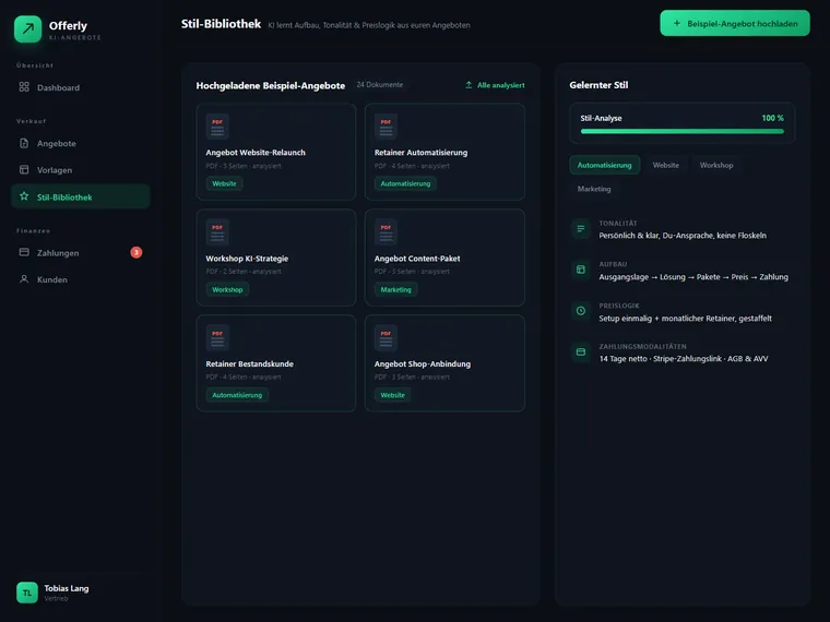 KI-Angebotsersteller — schreibt Angebote in deinem Stil – Screenshot 2
