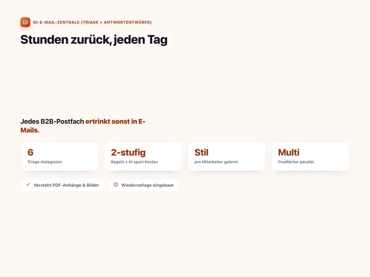 KI-E-Mail-Zentrale (Triage + Antwortentwürfe) – Screenshot 3