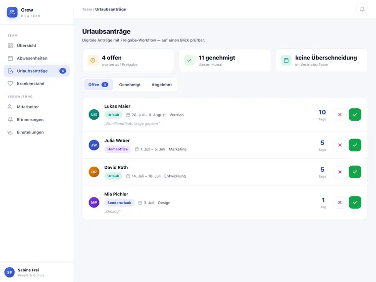 HR-Automatisierung (Urlaub, Krankenstand) – Screenshot 2