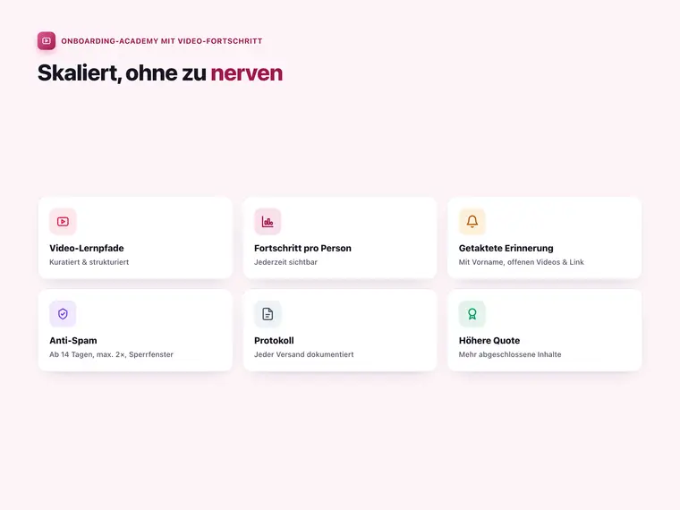 Onboarding-Academy mit Video-Fortschritt – Screenshot 2