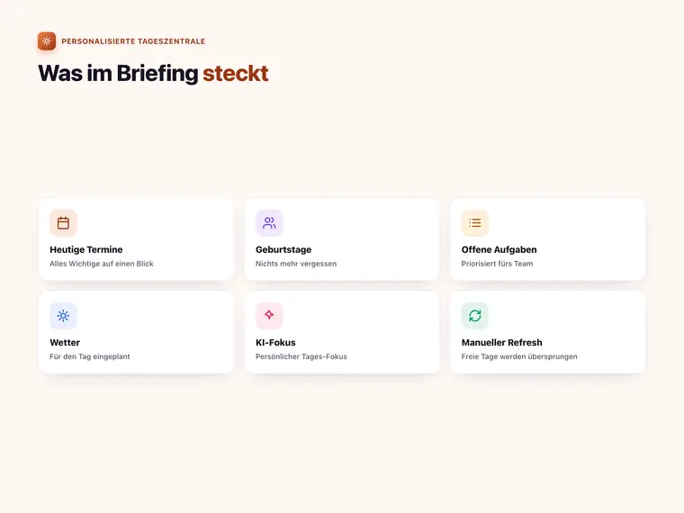 Personalisierte Tageszentrale – Screenshot 2