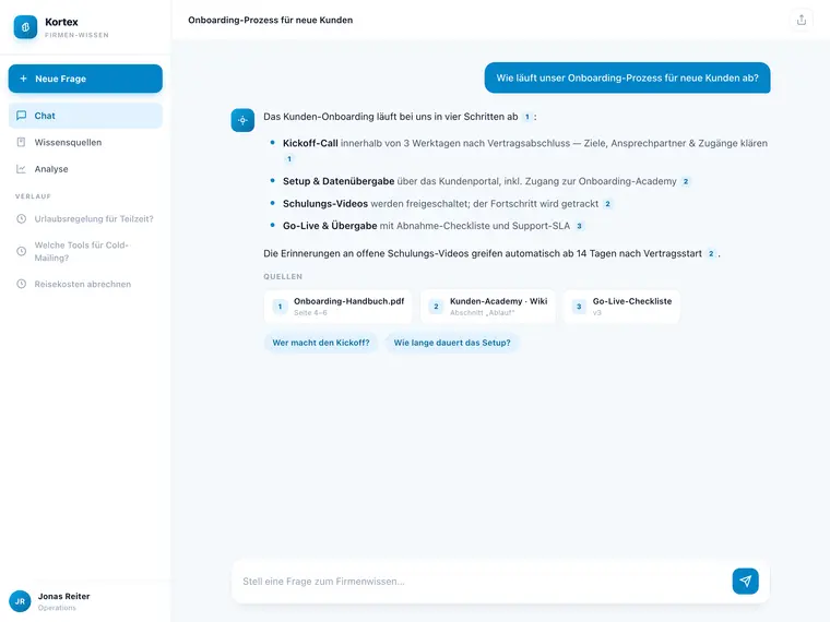 Firmen-Wissensdatenbank mit KI – Screenshot 1