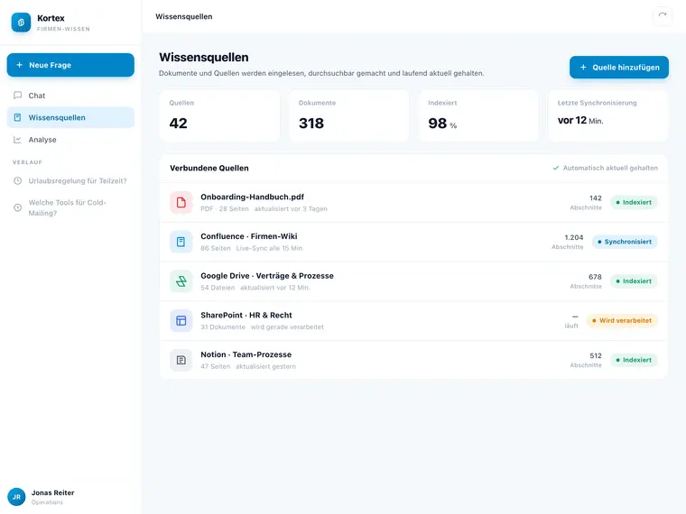 Firmen-Wissensdatenbank mit KI – Screenshot 2