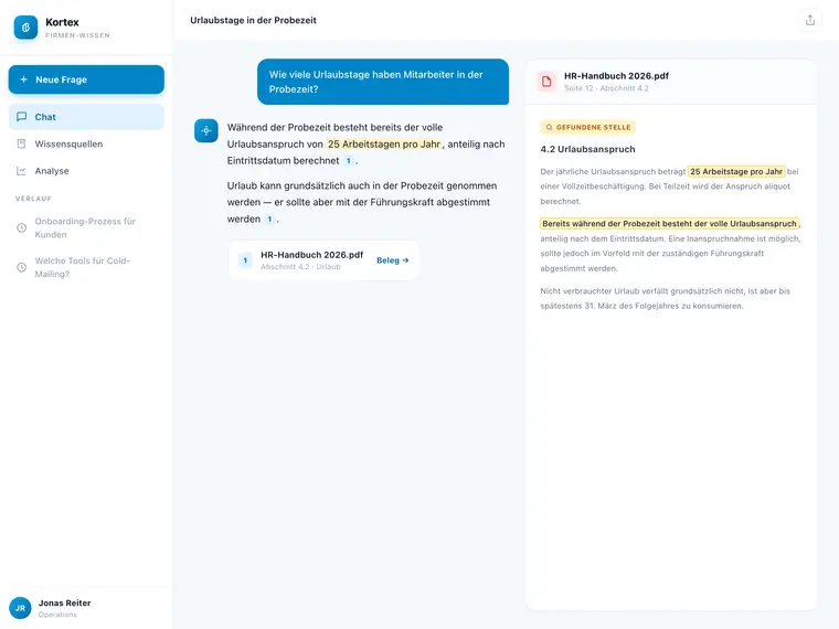 Firmen-Wissensdatenbank mit KI – Screenshot 3